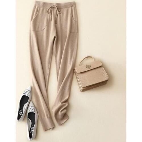 New arrival womens fashion casual high quality 100% cashmere sweatpants