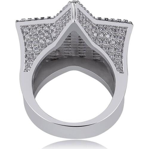 New fashion jewelry Iced Super Star Rings For Men Women Micro Paved Gold Silver Finish Cubic Zircon Charm Hip Hop Ring Gifts