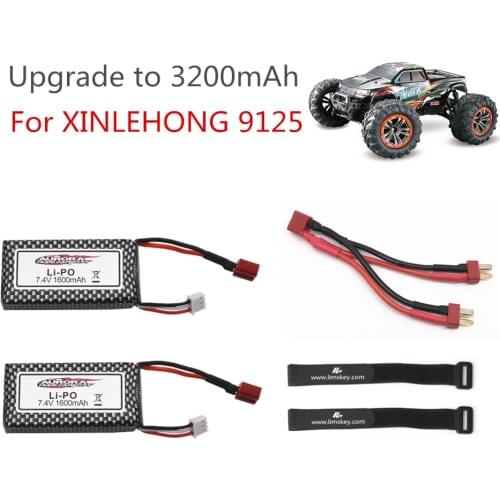 Upgrade to 3200mAh XINLEHONG 9125 Remote Control Rc Car Spare Parts 7.4v 1600mah Lipo Battery XLH 9125 battery 1600mah 7.4V