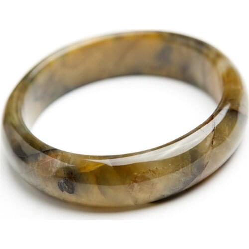 Genuine Natural Namibia Yellow Pietersite Gems Stone Round Charm Bracelet Bangles Inner Diameter 59mm