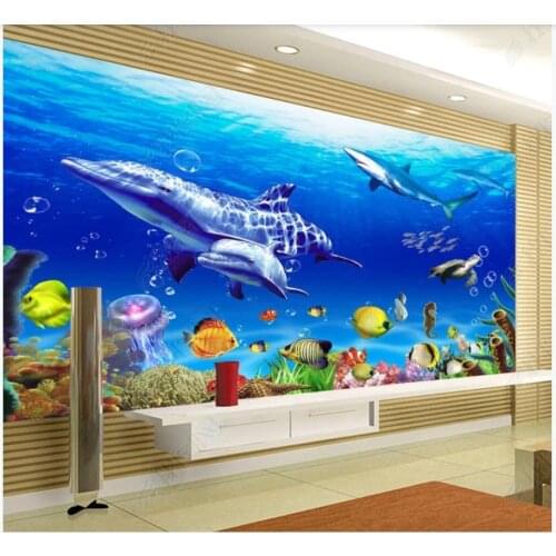 Custom photo wallpaper for walls 3 d Undersea fish ocean dolphin murals for living room TV background wall papers home decor