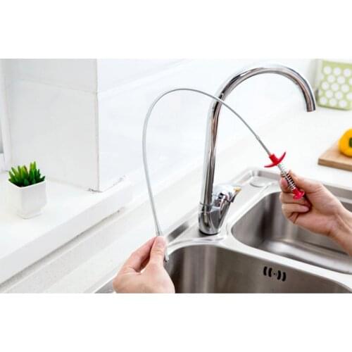 60 cm Spring Pipe Dredging Tools, Drain Snake, Drain Cleaner Sticks Clog Remover Cleaning Tools Household for Kitchen Sink