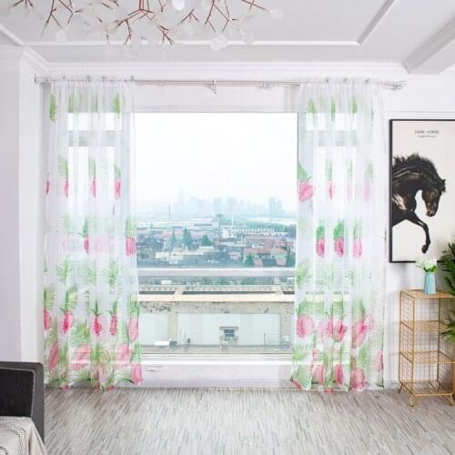 Anti-mosquito Window Gauze Tropical Leaves Banana Leaf Printed Window Living Room Bedroom Curtains Home Textile Supplies