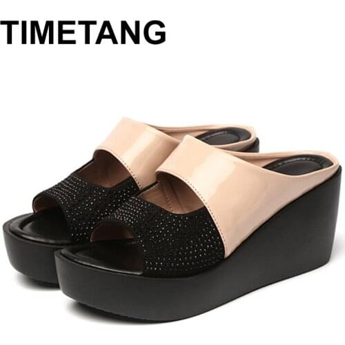 TIMETANGNew Arrival womens sandals Women Summer Fashion Leisure FishMouth Sandals Thick Bottom Slippers wedges shoes women E826