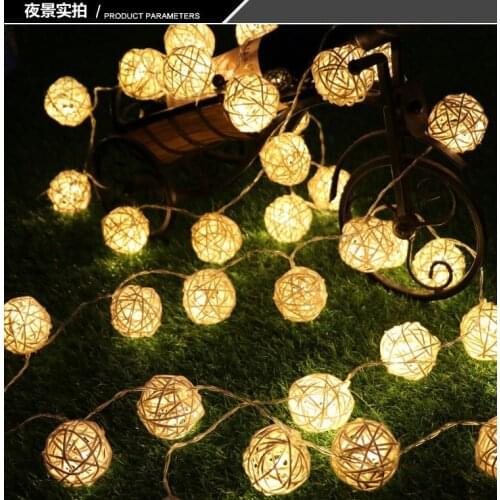 Outdoor solar energy 4.8m20 LED rattan ball string lights Lantern Festival garden lights landscape lights decorative lights