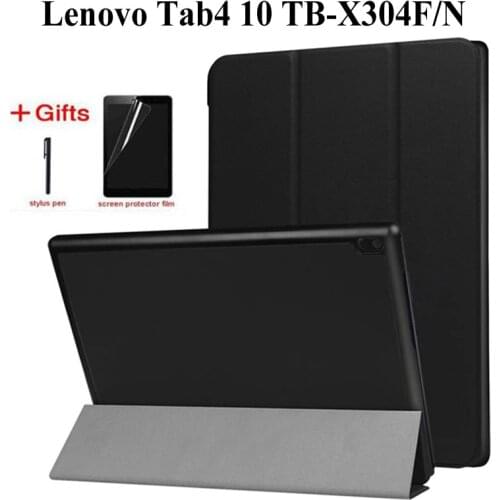 Ultra Slim Flip Case for Lenovo Tab4 tab 4 10 TB-X304N TB-X304F funda stand cover for lenovo tab 4 10 tablet case+Film+Pen