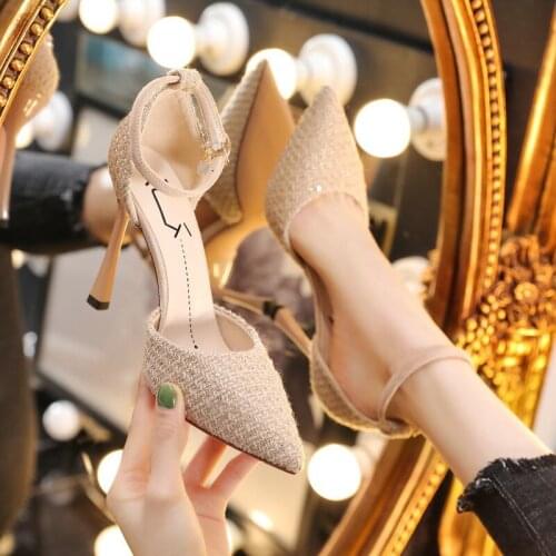 All-match French small high-heeled shoes female stiletto buckle new evening dress single shoes small fragrance heels women