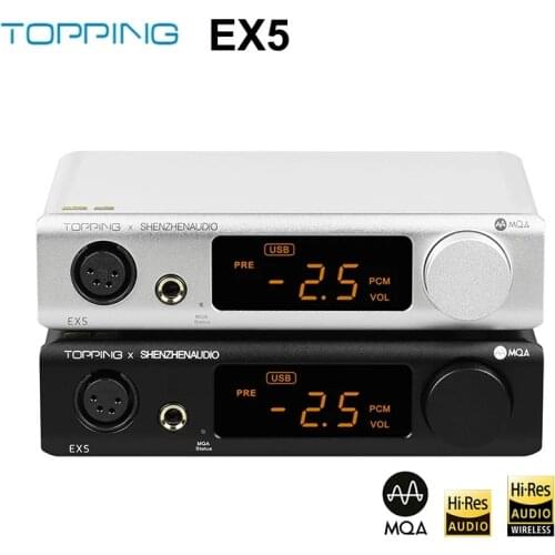 TOPPING EX5 MQA DAC Headphone Amplifier ES9038Q2M*2 Bluetooth 5.0 Decoder with Remote Control