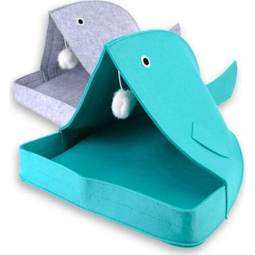 All Season Cat Nest Felt litter Beluga whale Cat nest Chihuahua Pomeranian Beds Foldable Mats Blankets Pet Supply
