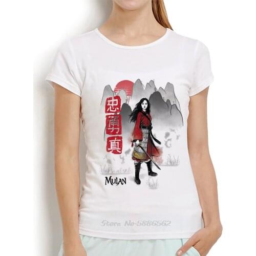 Floral Watercolor Mulan Funny T Shirt Women Summer New White Casual Short Sleeve Tshirt Feminist Kawaii Streetwear t-shirt