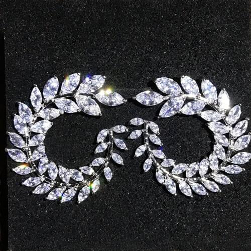 Leaves Clear CZ Zirconia 2015 New Fashion Cubic Zirconia Stud Earrings Crystal Brand Earrings for Women and Girld Girl Plants