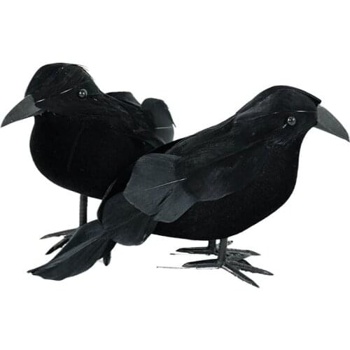 1/2Pcs Black Simulation Crow Fake Bird Raven Artificial Animal Model Props For Halloween Festival Party Bar Home Yard Decoration