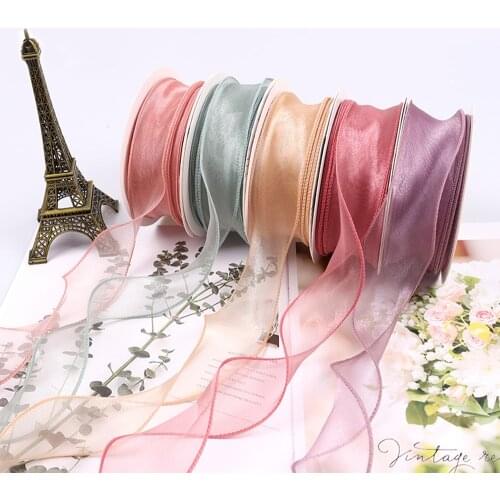 10 yards / roll 40mm width Wave Silk Organza ribbon Bow material for hair ornament gift wrapping decoration lace ribbons