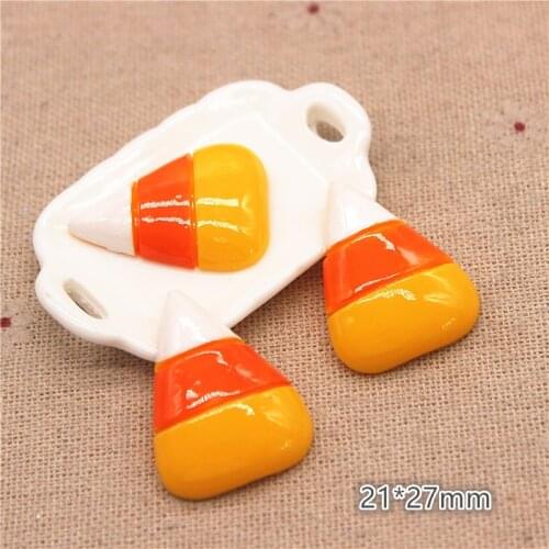 10pcs Resin Halloween Candy Corn Flatback Cabochon Miniature Art Supply Decoration Charm Craft DIY,21*27m
