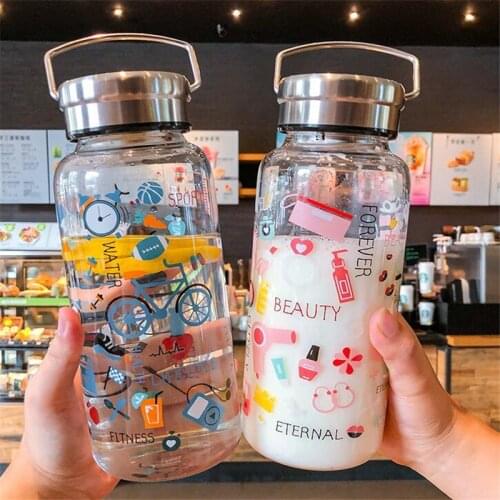 1000ml Fashion Large Capacity Glass Water Bottle Adult Sport Drinking Transparent Space Cup Portable Tea Strainer Filter Bottles