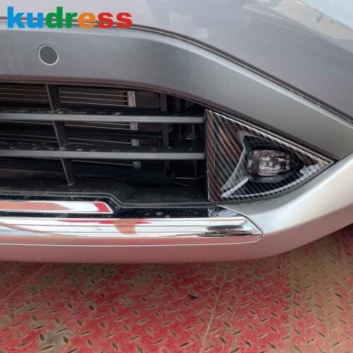 For Nissan Rogue X-trail 2021 2022 Carbon Fiber Front Fog Light Lamp Cover Trim Foglight Frame Car Styling Accessories 2pcs