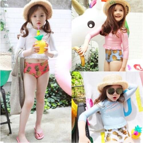 2020 Girls Swimwear Swim Baby Kids Swimming Suit High Waist Swimsuit for Children Two Piece Summer Print Cute Bathing 2Y To10Y