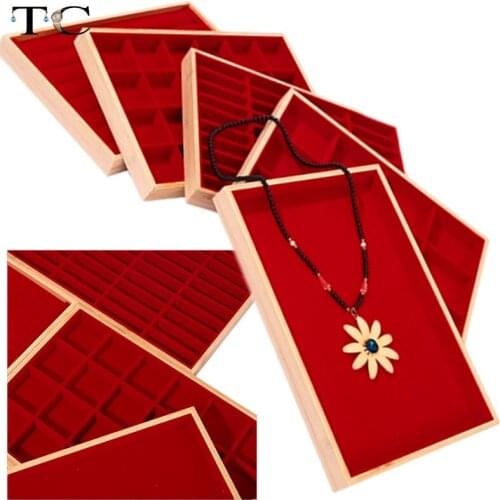 24 40 Grid Red Jewelry Display Tray Ring Pendant Necklace To Hold Display Props Necklace Holder Jewelry Earrings Display Shadow
