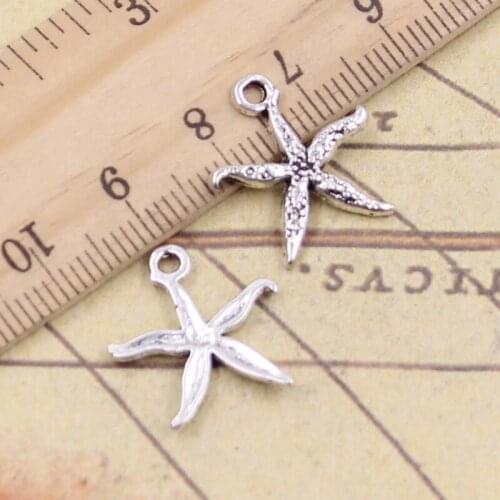 40pcs Charms Starfish 19x17mm Antique Bronze Silver Pendants Making DIY Handmade Tibetan Bronze Silver Finding Jewelry
