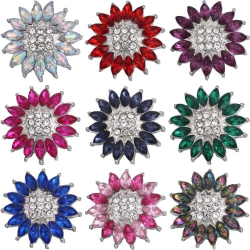 5pcs/lot Wholesale Women Snap Jewelry Accessories Metal Rhinestone 18mm Snap Buttons Fit Snap Button Bracelet