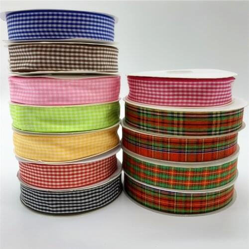 5yards/lot 25mm Plaid Ribbon Grid Printed Ribbon For Home Wedding Christmas Decoration DIY Gift Wrapping