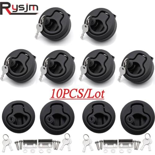 Boat Accessories Marine 10PCS Black Round Flush Mount Hatch Slam Latch Hatch 2inch With Keys For boats RV Yacht