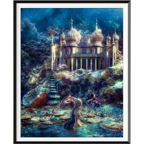 Diamond Painting Fairy Tale Castle Landscape Full Square Round Diamond Embroidery Handcraft Wall Art Decoration WG2575