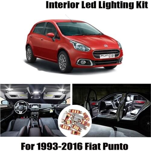 White Canbus No Error LED Bulbs Interior Dome Map Cargo Roof Light Kit For Fiat Punto 1 2 3 I II III EVO 176 188 199 (1993-2016)