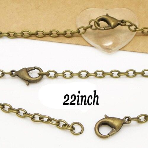 Free Ship!!!100piece Jewelry DIY findings 3x4mm 22"L Antique bronze Cable Link Chain Necklace with Lobster Clasp