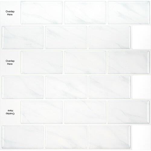 Large self-adhesive tile sticker backsplash 3D wallpaper DIY kitchen bathroom decorative white waterproof wall tiles