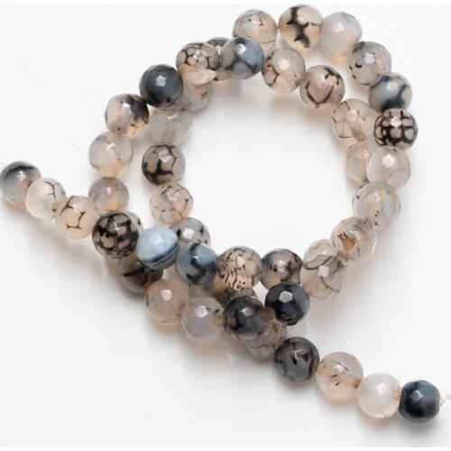 Faceted Black White Dragon Natural Stone Beads Loose Beads for Jewelry Making 4mm 6mm 8mm 10mm 12mm Necklace Bracelet DIY