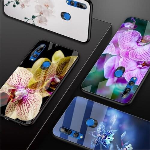 Orchid Flowers Tempered Glass Phone Case For Huawei honor 8X 9 10i 20i 20Lite 20Pro 30 Pro Cover Shell