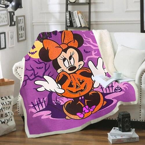 Home Textile Disney Halloween Minnie Mickey Jack-o-lantern Pattern Plush Comfort Blanket for Boys and Girls Single Bedding