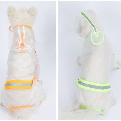 Large Dogs Reflective Raincoat Four Feet Hooded Pet Puppy Transparent Waterproof Clothes French Bulldog Rain Out Jackets