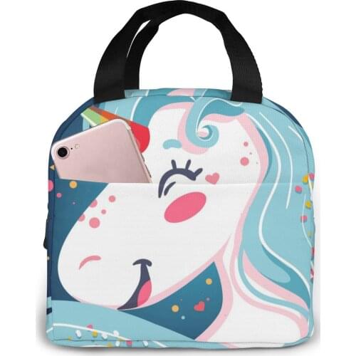 Insulated Lunch Bag Thermal Bright Happy Unicorn Tote Bags Cooler Picnic Food Lunch Box Bag For Kids Women Girls Men Children