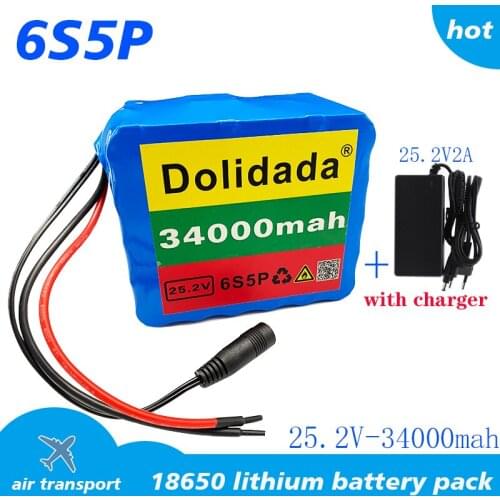 24V 34Ah 6S5P 18650 li-ion battery pack 25.2v 34000mAh electric bicycle moped /electric/lithium ion battery pack+2A charger