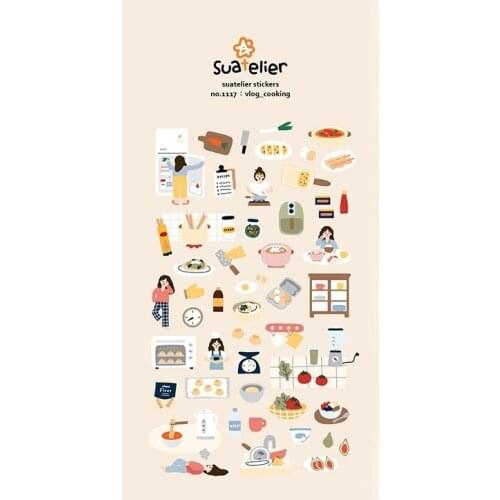 Korea Sonia Scrapbooking High Paper Sticker Girls Vlog Cooking Stationery DIY Decoration Home Supplies Suatelier Stickers