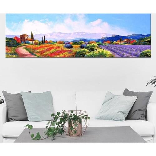 Lavender Rural Nordic Landscape Posters and Prints Canvas Painting Flower Scandinavian Wall Art Picture for Living Room Decor