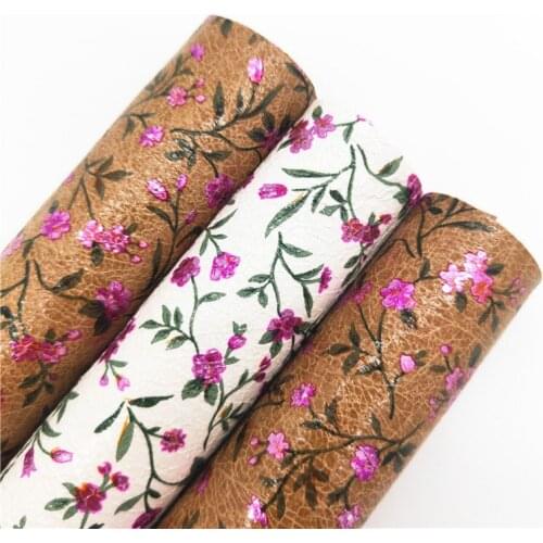 Flowers Printed Synthetic Faux Leather Fabric Sheets Leather For DIY Bows Earrings 21X29CM R185A