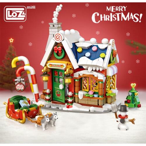 LOZ Mini Building Blocks New Christmas House Small particles mini building blocks Christmas gifts for the elderly puzzle toys