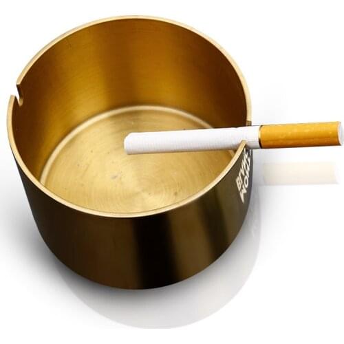 Metal Portable Round Ashtray Stainless Steel Anti-fall Thickening Ashtray Home Cigarettes Holder Eco-Friendly Retardant Ash Tray