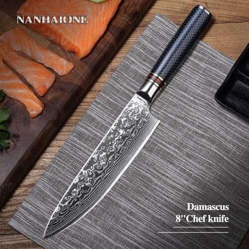 NANHAIONE Chef Damascus Steel 8 Inch High Carbon 73 Layers VG 10 Gyutou Kitchen Knives-CL138