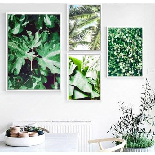 Green Plants Big Leaves Palm Wall Art Canvas Painting Nordic Posters And Prints Decoration Pictures For Living Room Wall Decor