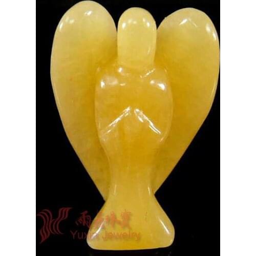 New Arrival Fashion Natural Beautiful Sinkiang topazs Angel Charms Statue Carved Angel Figurine With Wing Pendant Stone Pendants