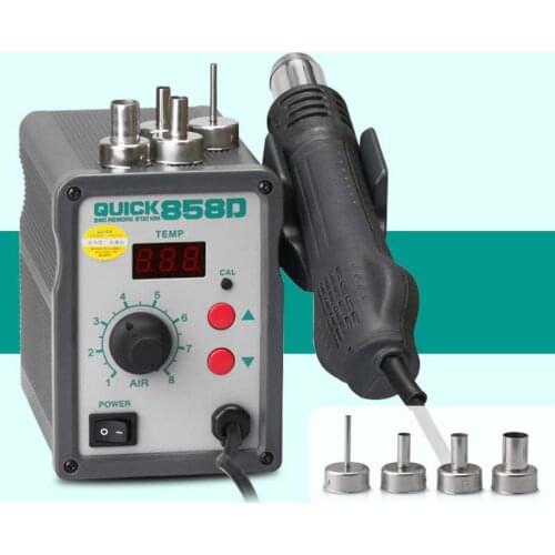 Original Hot Air Gun Quick 858 858D ESD Soldering Station LED Digital Desoldering Rework Station Solder Iron Welding Tool