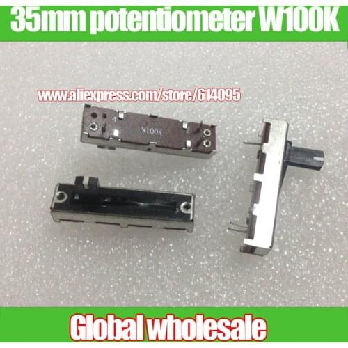 10pcs 231 Equalizer Fader Potentiometer / 35mm SC-2043N W100K Straight Slide Potentiometer / White Point Midpoint Handle 10MM