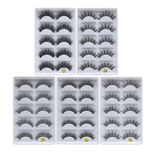 30set/lot 5Pairs/set 3D Mink Hair Natural Soft And Thick False Eyelash Handwork Curl Crisscross Eyelash Extensions Makeup HA1865