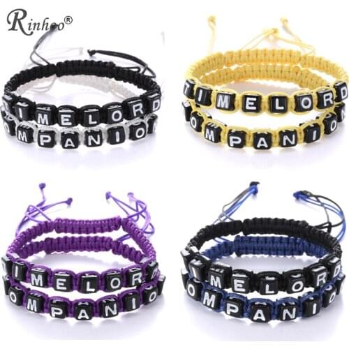 RINHOO 2pcs TIME LORD COMPANION Couples Bracelets Set Letters Bracelet Set Lovers Handmade Bracelet Set Jewelry For Women Men
