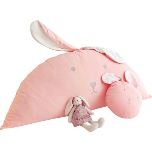 Girl heart pure cotton washed cotton rabbit ear embroidery big back bedroom bedside cushion pillow sofa tatami pillow