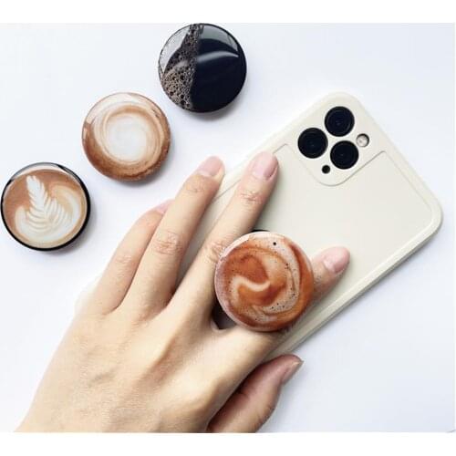 Cute Coffee Shaped Folding Phone Holder Stand For iPhone Support Telephone Mobilephones Socket Finger Ring Grip Tok